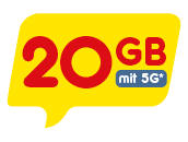 Teaser Tarife 20 GB 5G Netzabdeckung Sprechblase | NettoKOM Tarife